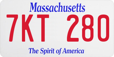 MA license plate 7KT280