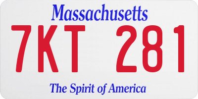 MA license plate 7KT281