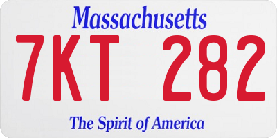 MA license plate 7KT282
