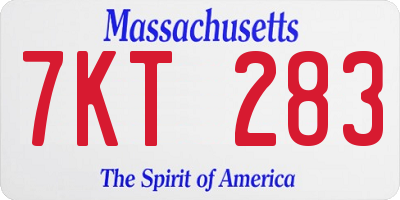 MA license plate 7KT283