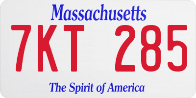 MA license plate 7KT285