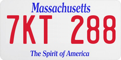 MA license plate 7KT288