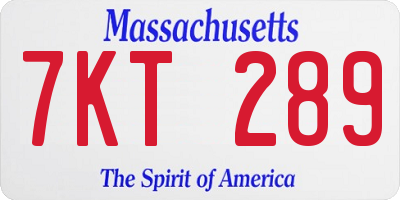MA license plate 7KT289