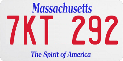 MA license plate 7KT292