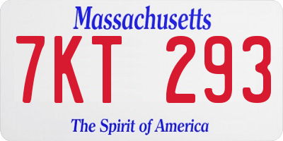MA license plate 7KT293