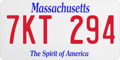 MA license plate 7KT294