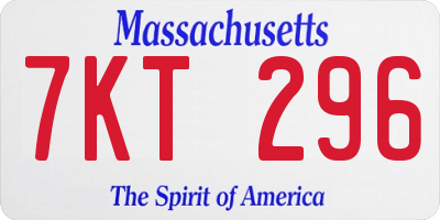 MA license plate 7KT296