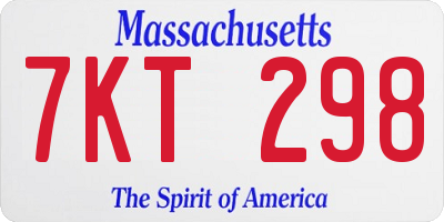 MA license plate 7KT298