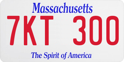 MA license plate 7KT300