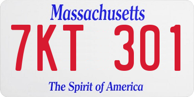 MA license plate 7KT301