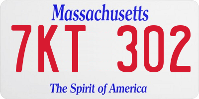 MA license plate 7KT302
