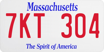 MA license plate 7KT304