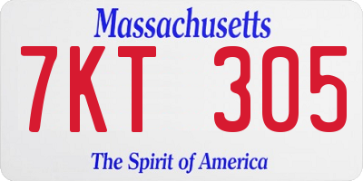 MA license plate 7KT305