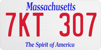 MA license plate 7KT307