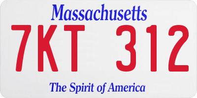 MA license plate 7KT312