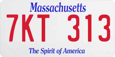 MA license plate 7KT313
