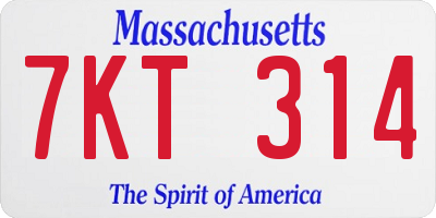 MA license plate 7KT314