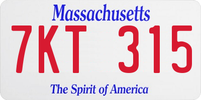 MA license plate 7KT315