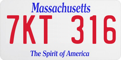 MA license plate 7KT316