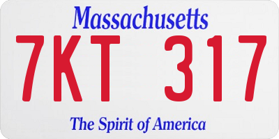 MA license plate 7KT317