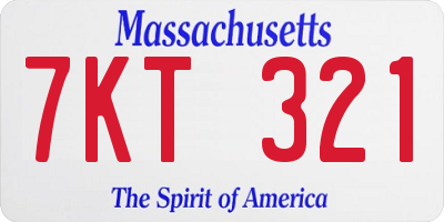 MA license plate 7KT321