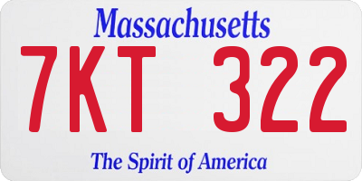 MA license plate 7KT322