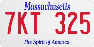 MA license plate 7KT325
