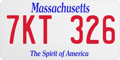 MA license plate 7KT326