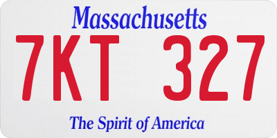 MA license plate 7KT327