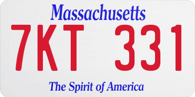 MA license plate 7KT331