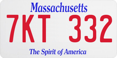 MA license plate 7KT332