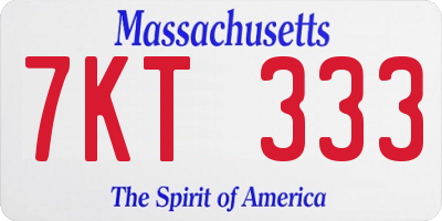 MA license plate 7KT333