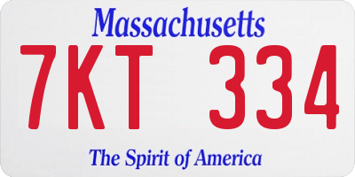 MA license plate 7KT334