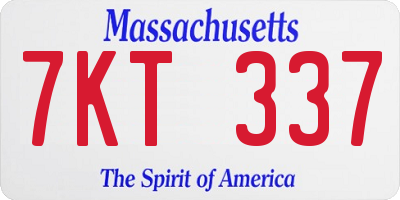 MA license plate 7KT337