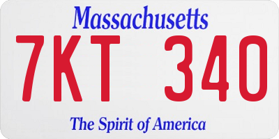 MA license plate 7KT340