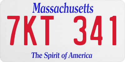 MA license plate 7KT341