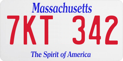MA license plate 7KT342