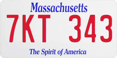 MA license plate 7KT343