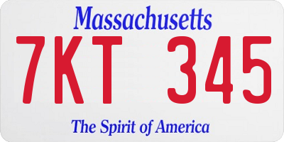 MA license plate 7KT345