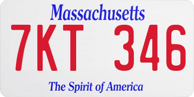 MA license plate 7KT346
