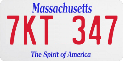 MA license plate 7KT347