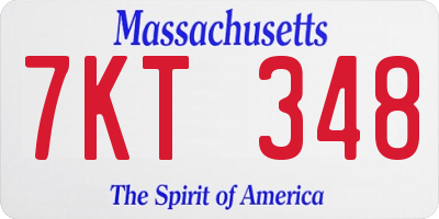 MA license plate 7KT348
