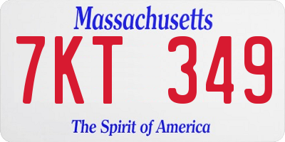 MA license plate 7KT349