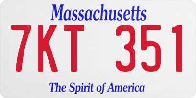 MA license plate 7KT351