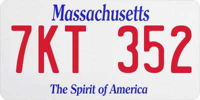 MA license plate 7KT352