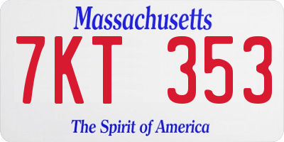 MA license plate 7KT353