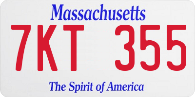 MA license plate 7KT355
