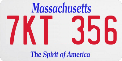 MA license plate 7KT356