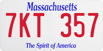 MA license plate 7KT357