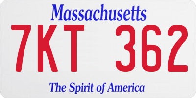 MA license plate 7KT362